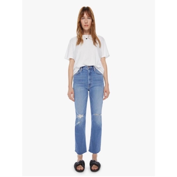 MOTHER High Waisted Rider Ankle Fray Party Like a Pirate Jeans - Picture 1 of 13